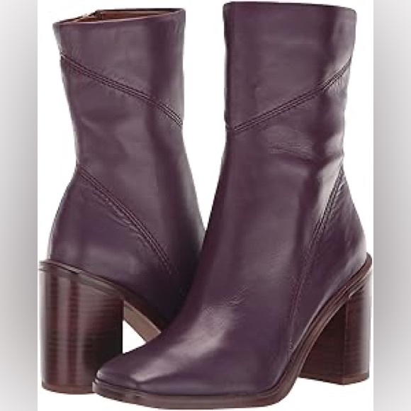 Franco Sarto Women's Stevie Mid Shaft Leather Boots in Purple - Picture 5 of 11